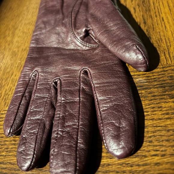 VTG Aris dark brown Leather  , cashmere Gloves size 6 half - Picture 3 of 7